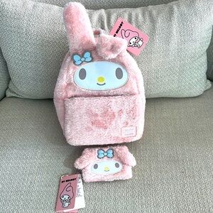 New with Tags My Melody Pink Plush Backpack and Coin Purse